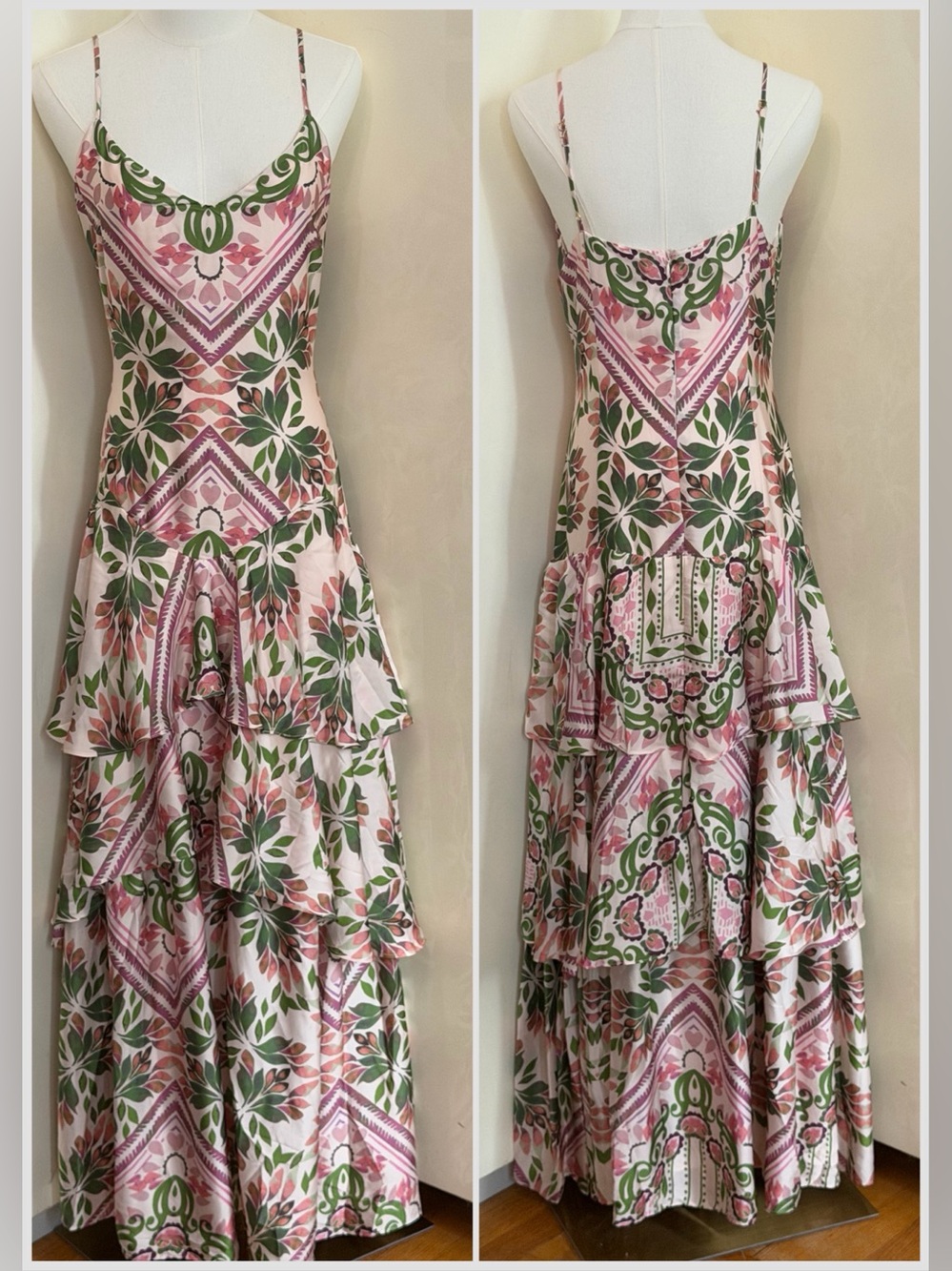 NWT Parker Print Tiered Sleeveless Maxi Dress in Vanilla Cream sz 10 - Picture 4 of 12